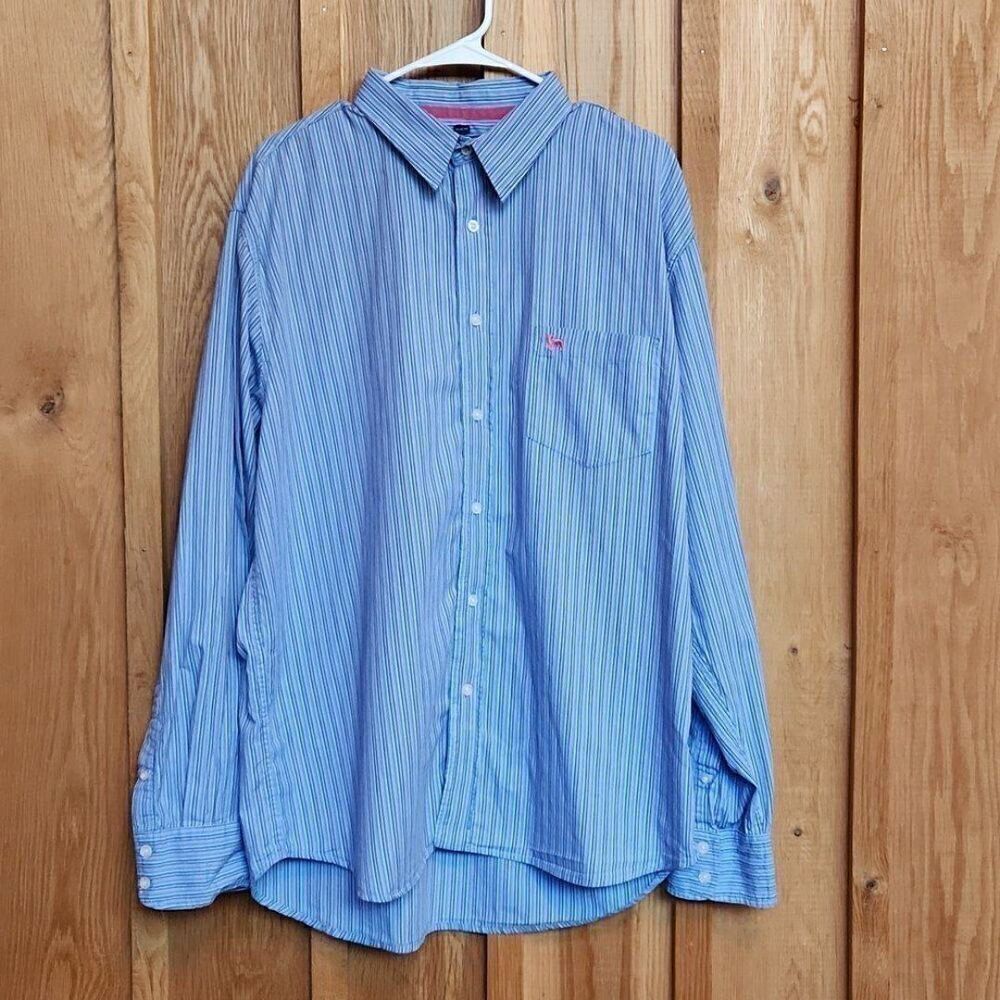 Aeropostale Button Down Long Sleeve Slim Fit Shirt, XL, Blue & White Stripes